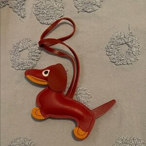 Red Dachshund Leather Bag Charm